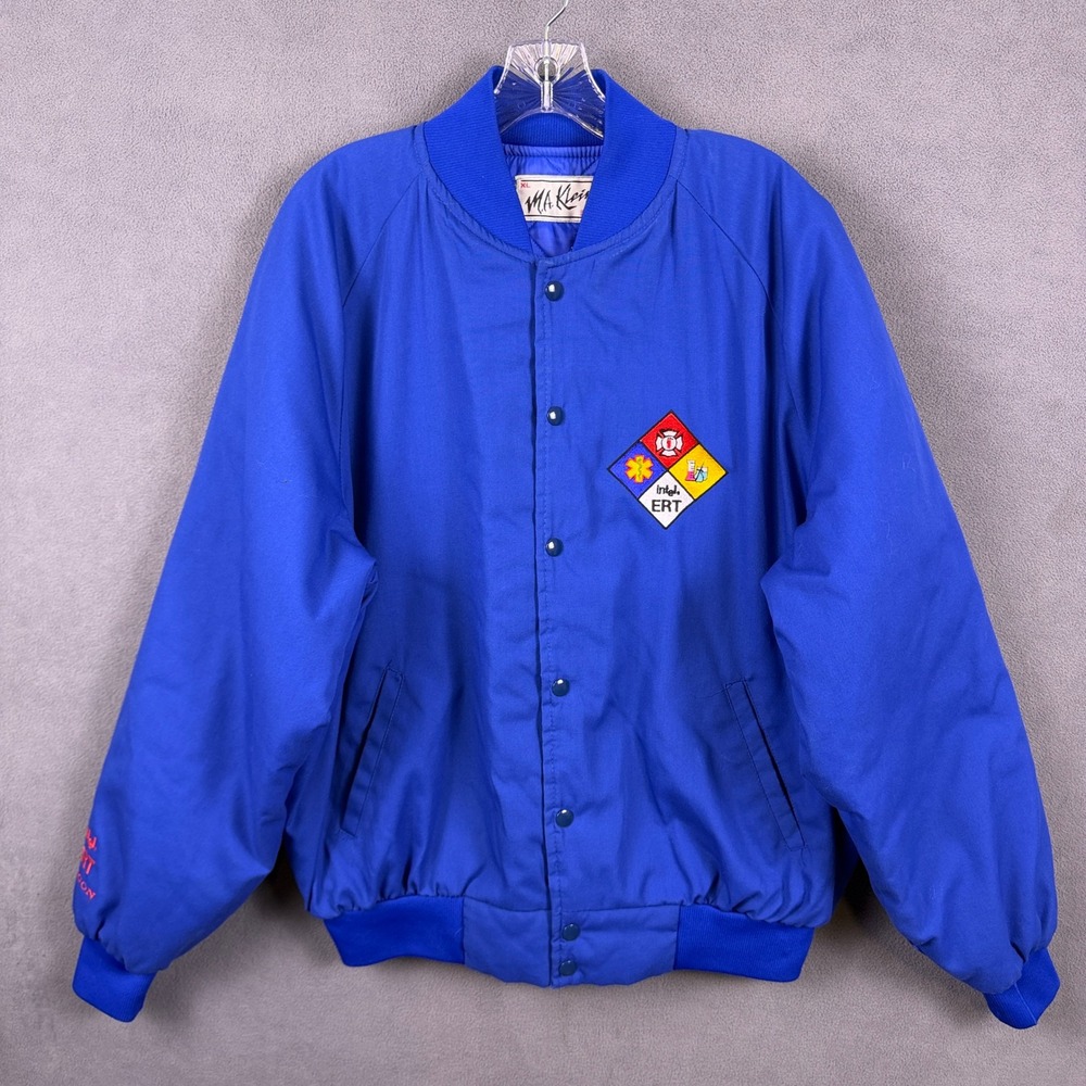 VTG M.A. Klein Bomber Jacket Mens XL Blue Intel Oregon Workwear Read!